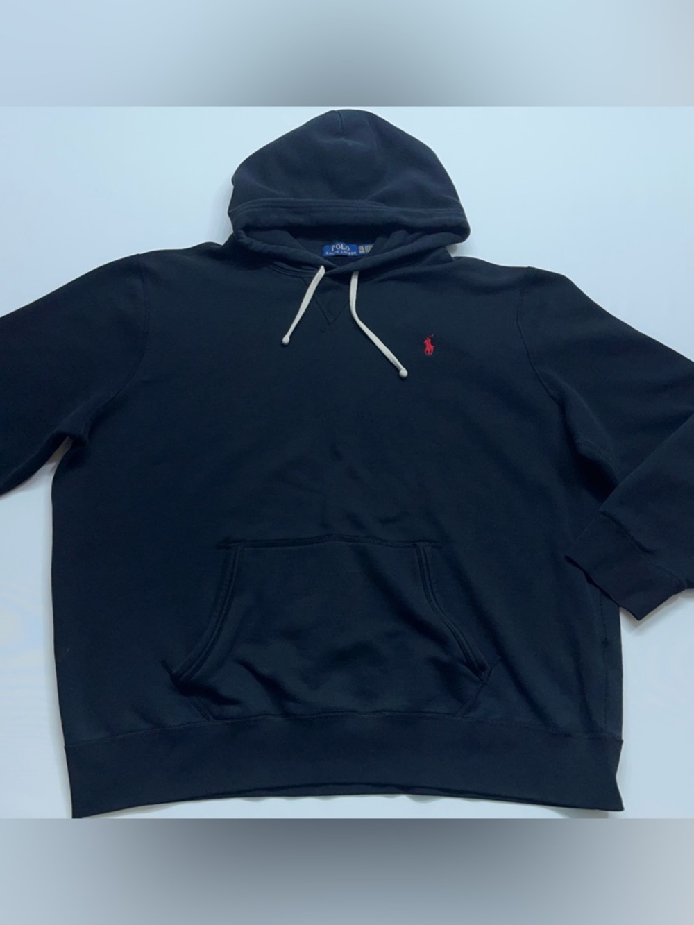 Polo Ralph Lauren Hoodie Mens 2XL Black Heavyweight Pullover Pony Logo Pockets